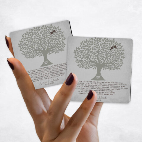 wedding Shades of Gray Silhouette Tree Distressed Linen Magnet Set MAG-1120