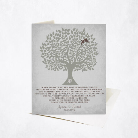 Shades of Gray Silhouette Tree Poem wedding Stationery Card-1120