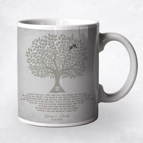 Shades of Gray Silhouette Tree wedding Coffee Mug M-1120