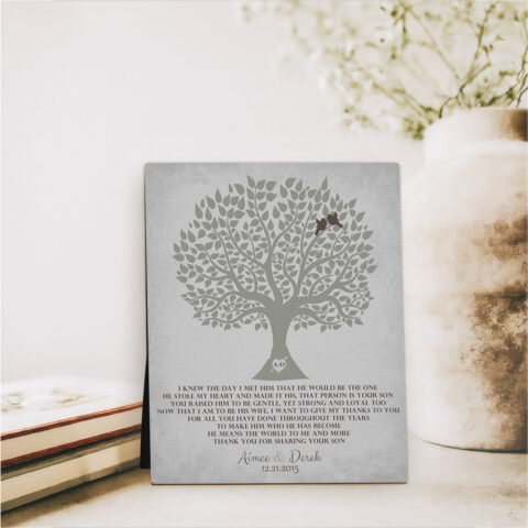 Silhouette Tree wedding  Desktop Plaque Gift for mother of the groom D-1120