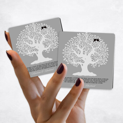 wedding White Crooked Tree for Sisters on Gray Magnet Set MAG-1121