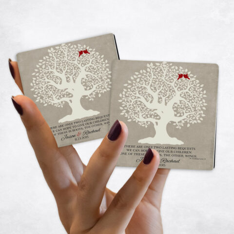 wedding Crooked Tree Roots and Wings on Stone Magnet Set MAG-1122