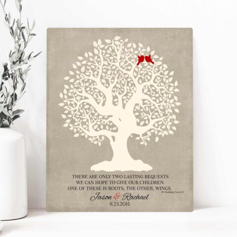 Personalized Thank You Gift For Parents Hodding Cer Quote Two Lasting Bequests Gift For Mother of Groom or Bride Family Wedding Poem Tree #LT-1122