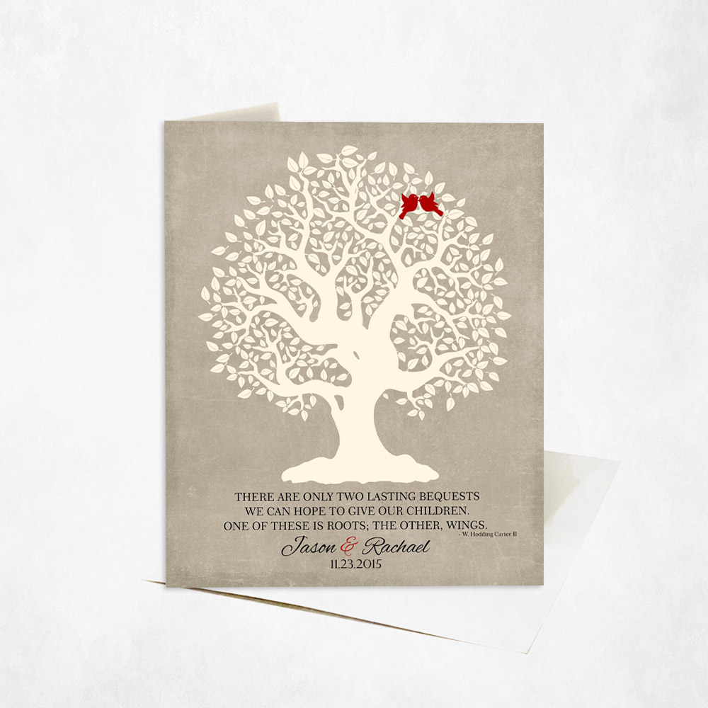 Picture of Crooked Tree Roots and Wings wedding Stationery Card C-1122