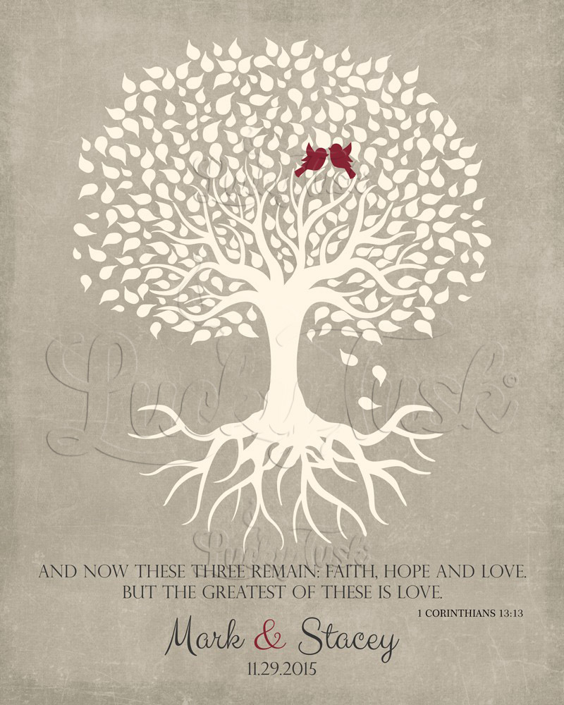 Corinthians 13-13 Tree with Roots on Stone anniversary Wall Plaque LTC-1123