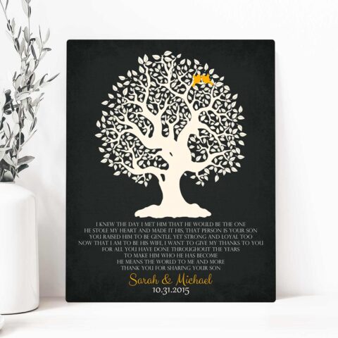 Personalized Thank You Gift For Mother of Groom I Knew The Day I Met Him Parents of Groom Gift Family Wedding Poem Tree #LT-1124