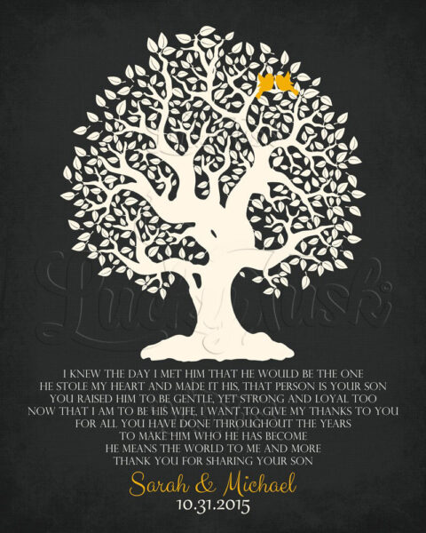 Personalized Thank You Gift For Mother of the Groom I Knew The Day I Met Him Parents of Groom Gift Family Wedding Poem Tree #LT-1124