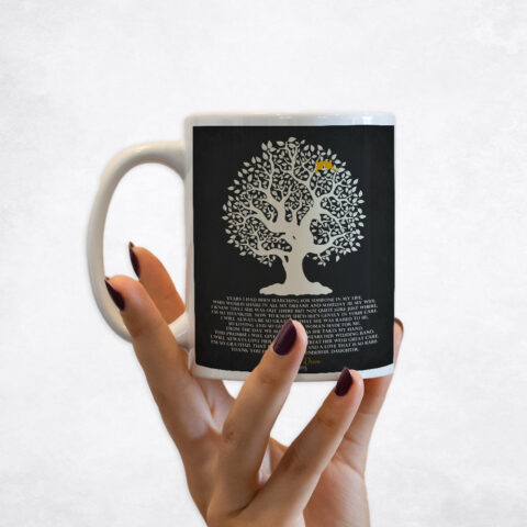 White Crooked Tree on Black wedding Coffee Mug M-1125