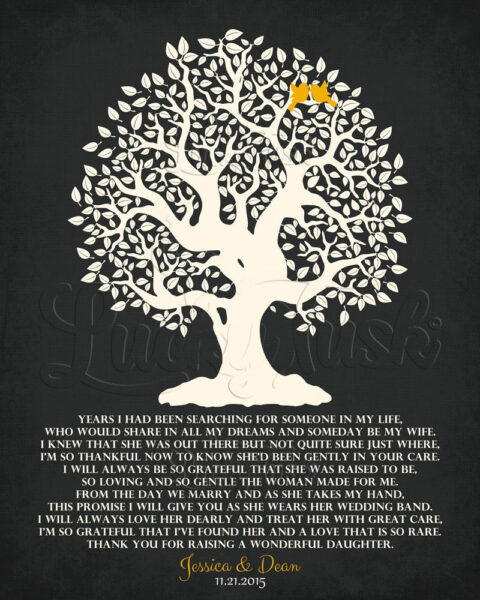 Personalized Thank You Gift For Parents Mother of the Bride Years I Had Been Searching Family Wedding Poem Tree Gift For Mom and Dad #LT-1125