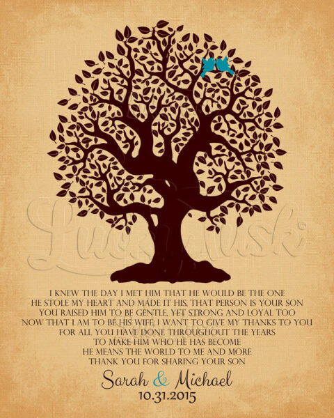 Personalized Thank You Gift For Mother of the Groom I Knew The Day I Met Him Parents of Groom Gift Family Wedding Poem Tree #LT-1126