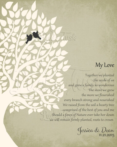 Personalized Gift For Anniversary My Love Poem Our Tree 1st Paper Gift For Couple Family Wedding Poem #LT-1134