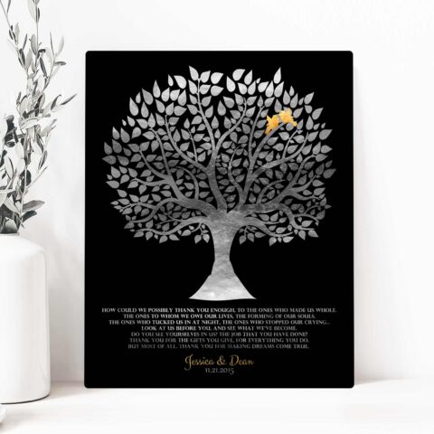 Personalized Gift For Parents How Could We Possibly Thank You Enough Tree Roots Faux Silver Gold Love Birds Gift For Mother of Groom Bride #LT-1136