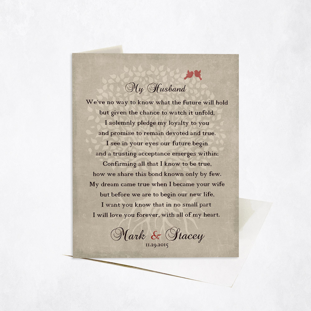 Picture of Faded Tree Love Poem for My Husband wedding Stationery Card C-1137