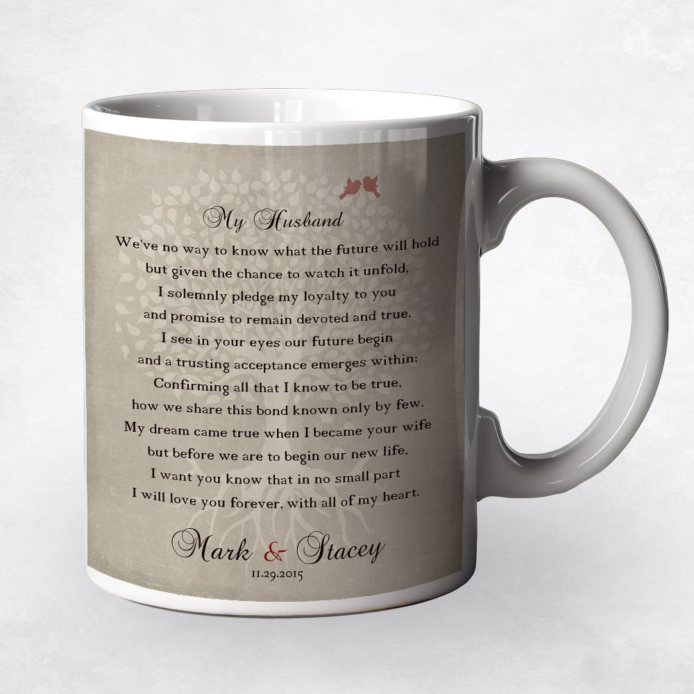 Closeup image of Love Poem for My Husband  wedding Coffee Mug M-1137