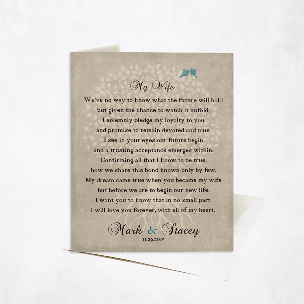 Picture of Faded Tree Love Poem for My Wife wedding Stationery Card C-1138