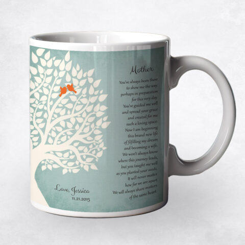 Silhouette Tree on Turquoise wedding Coffee Mug M-1139