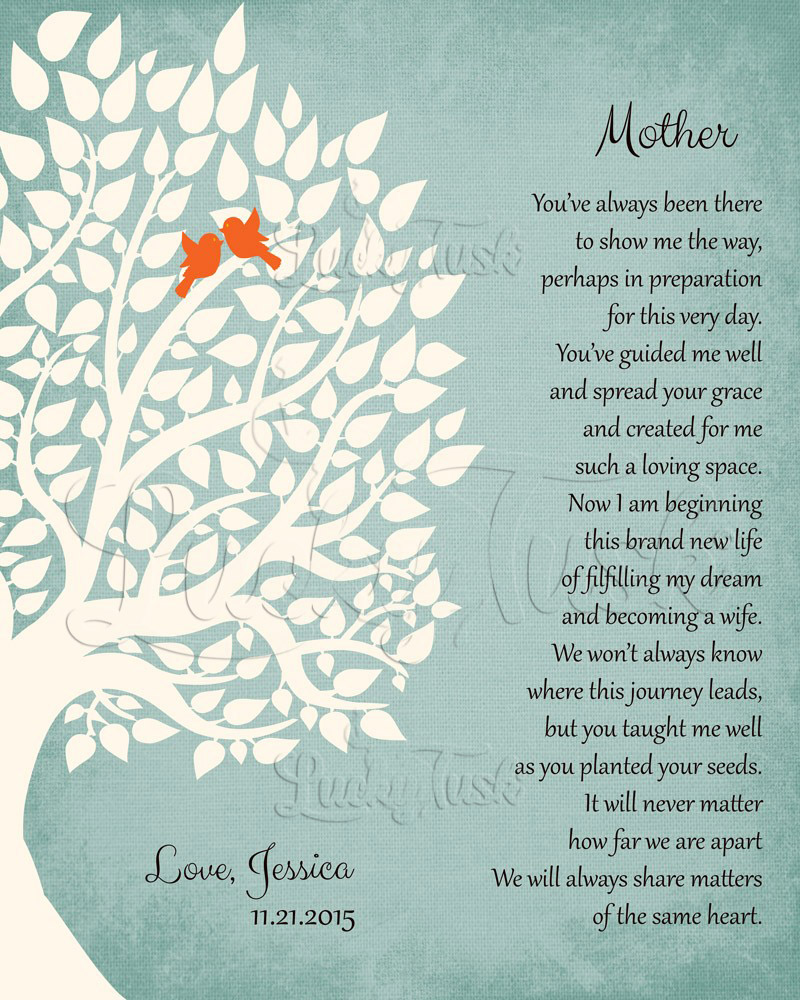 Silhouette Mother Tree Poem on Turquoise Distressed wedding Wall Plaque LTC-1139