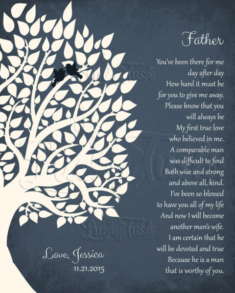 Thank You Gift For Father From Daughter Gift From Bride To Parents Personalized Gift For Father of Bride Daughter Family Wedding Poem #LT-1140