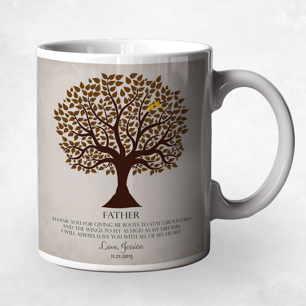 Closeup image of Brown Tree on Gray  wedding Coffee Mug M-1144