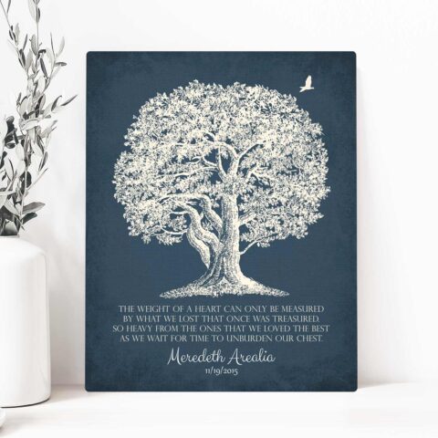 Personalized In Memory of Sympathy Gift, The Weight of a Heart Poem, Lost Loved One Gift of Condolence, Funeral Gift Oak Tree Poem #LT-1146