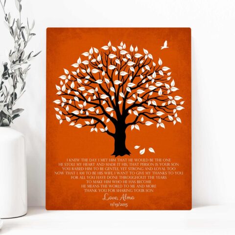 Thank You Gift For Mother of Groom I Knew The Day I Met Him Parents of Groom Gift Family Wedding Poem Magnolia Tree #LT-1147