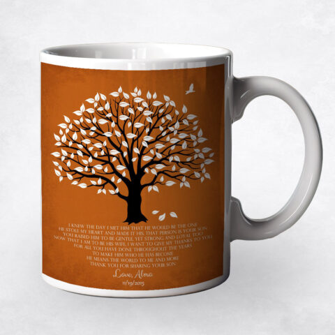 White Magnolia Tree on Orange wedding Coffee Mug M-1147