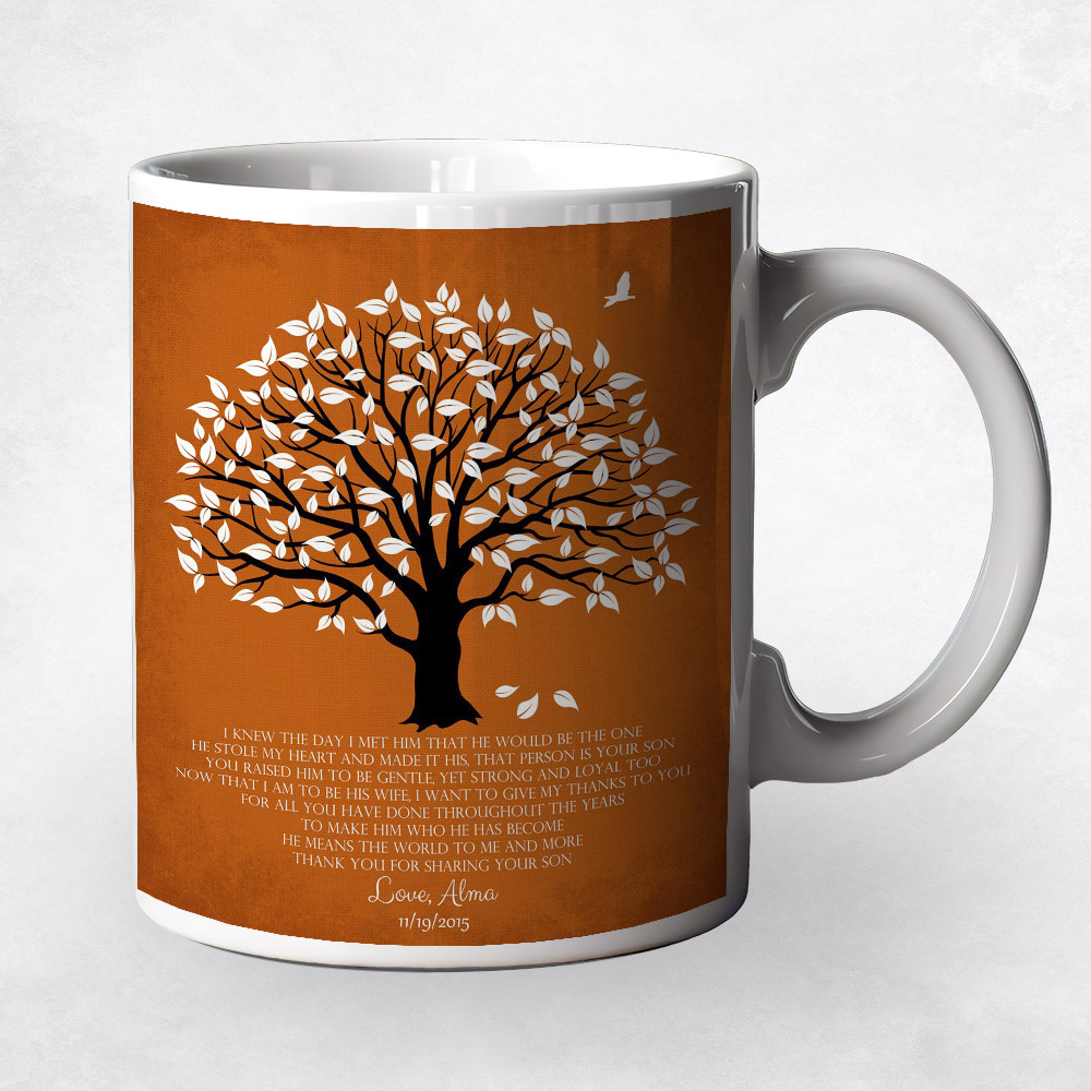 Closeup image of White Magnolia Tree on Orange  wedding Coffee Mug M-1147