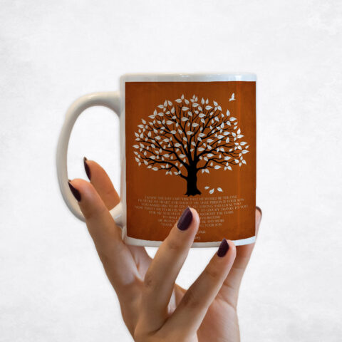 White Magnolia Tree on Orange wedding Coffee Mug M-1147