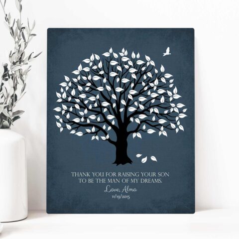 Personalized Thank You Gift For Mother of Groom Man of My Dreams Parents of Groom Gift Family Wedding Poem Magnolia Tree #LT-1150