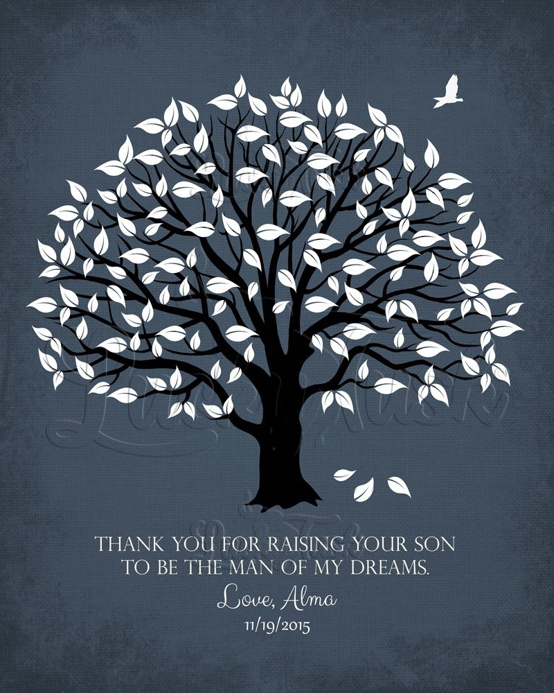 White Magnolia Gratitude Tree Quote on Blue Distressed Linen wedding Wall Plaque LTC-1150