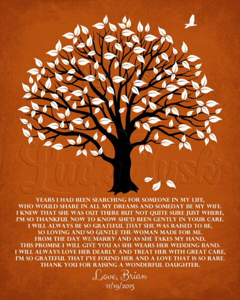 Personalized Thank You Gift For Parents Mother of the Bride Years I Had Been Searching Family Wedding Poem Magnolia Tree #LT-1151