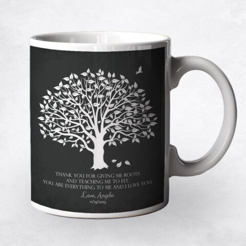 White Magnolia Tree on Black wedding Coffee Mug M-1152