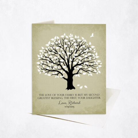 White Magnolia Gratitude Tree Quote on Sage wedding Stationery Card-1153