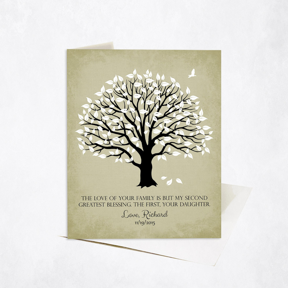 Picture of White Magnolia Gratitude Tree Quote on Sage wedding Stationery Card C-1153