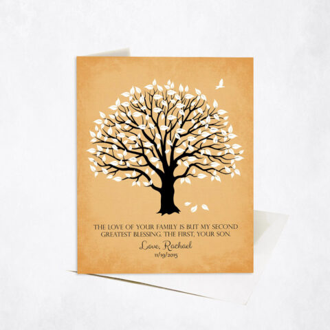 White Magnolia Gratitude Tree Quote on Gold wedding Stationery Card-1154