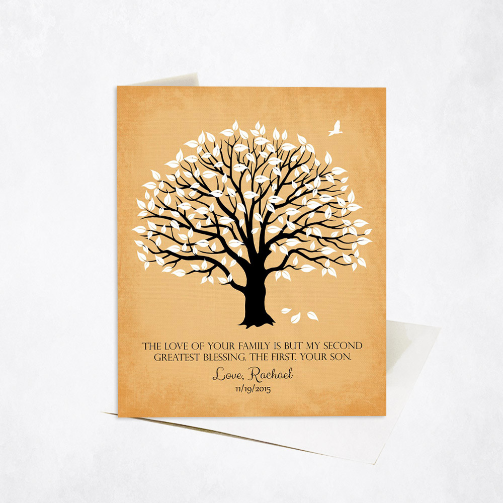 Picture of White Magnolia Gratitude Tree Quote on Gold wedding Stationery Card C-1154