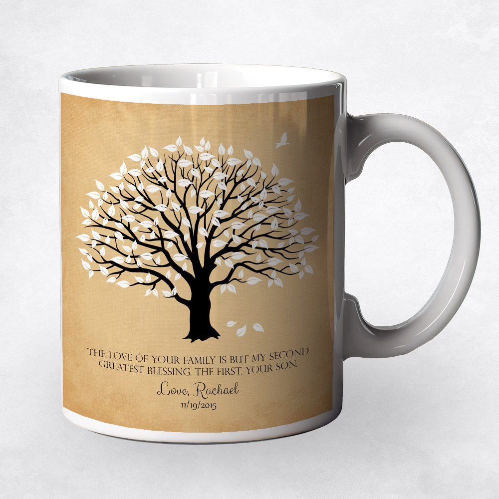 Closeup image of White Magnolia Tree on Gold  wedding Coffee Mug M-1154