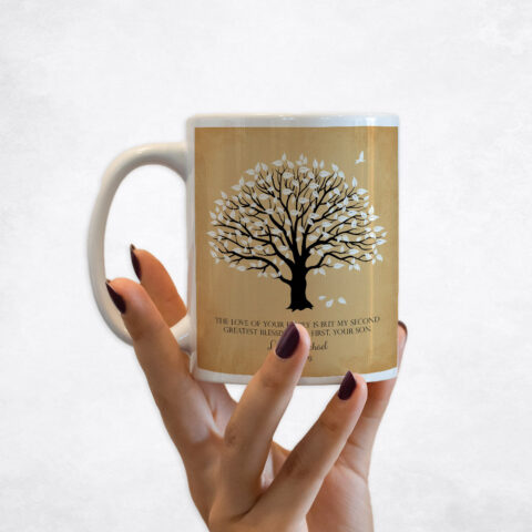 White Magnolia Tree on Gold wedding Coffee Mug M-1154