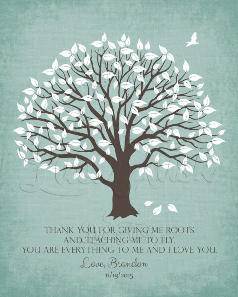 Thank You Gift From Son, Personalized Gift For Mother From Son or To Father Giving Me Roots And Wings To Fly Magnolia Tree Poem #LT-1155