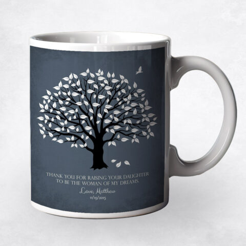 White Magnolia Tree on Blue wedding Coffee Mug M-1156