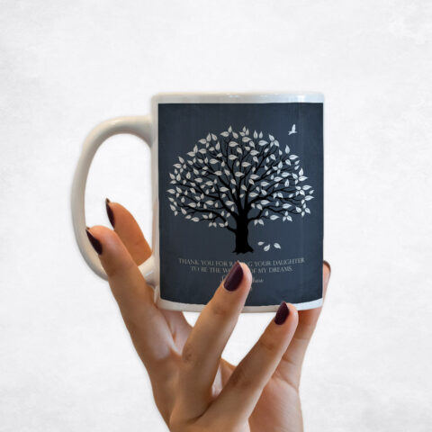 White Magnolia Tree on Blue wedding Coffee Mug M-1156