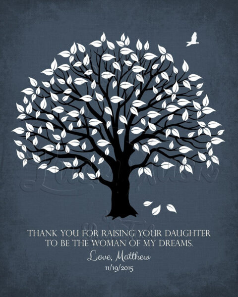 Personalized Thank You Gift For Mother of the Bride Woman of My Dreams Parents of Bride Gift Family Wedding Poem Magnolia Tree #LT-1156