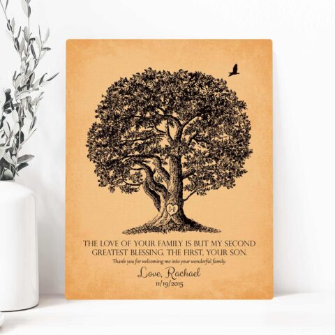 Personalized Mother of Groom Thank You Gift The Love Of Your Family Second Greatest Blessing Wedding Poem Large Oak Tree #LT-1157