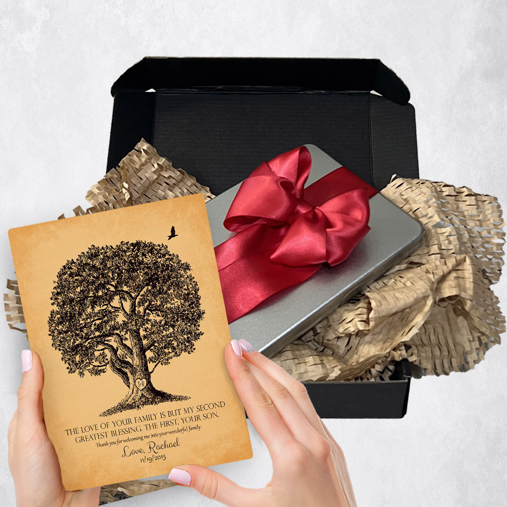 Personalized wedding gift delivery for mother of the groom Oak Tree  plaque for a unique and permanent flower delivery alternative. wedding gift delivery.