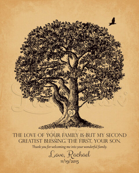 Personalized Mother of the Groom Thank You Gift The Love Of Your Family Second Greatest Blessing Wedding Poem Large Oak Tree #LT-1157