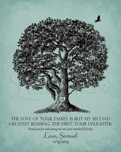 Personalized Mother of the Bride Thank You Gift The Love Of Your Family Second Greatest Blessing Wedding Poem Large Oak Tree #LT-1158