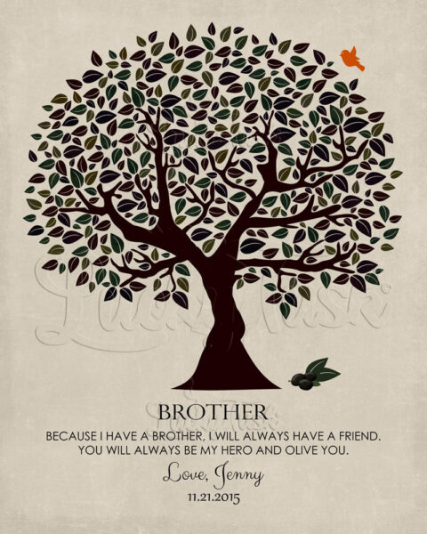 Personalized Gift For Brother From Sister Olive You Tree Wedding Gift Birthday Gift Thank You #LT-1162