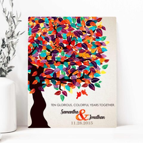 10 Year Anniversary Personalized Gift For Husband Gift For Wife Colorful Fruit Tree Wedding 1st First 2nd 10th #LT-1163