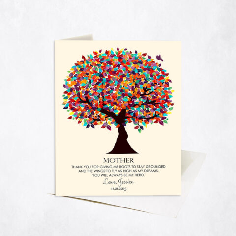 Colorful Spring Mother Tree Quote wedding Stationery Card-1165