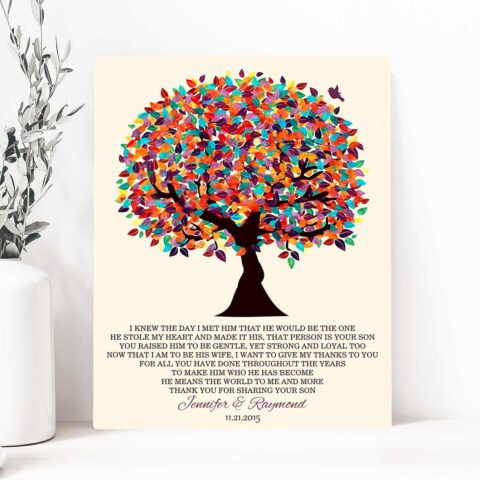 Personalized Mother of Groom Gift For Parents of Groom From Bride I Knew The Day I Met Him Colorful Fruit Wedding Poem Tree #LT-1167
